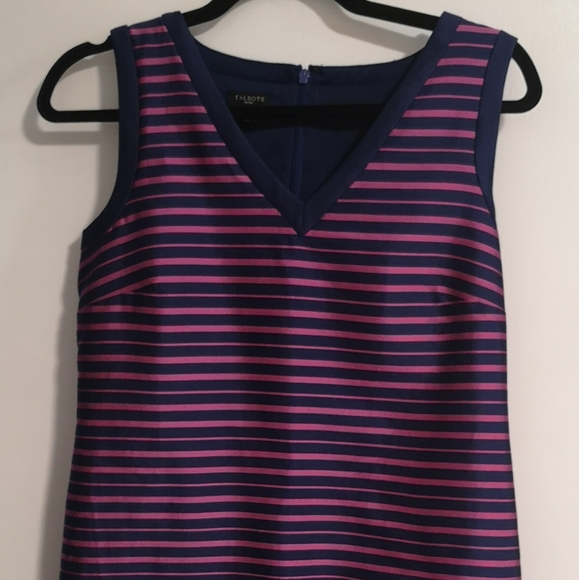 Talbots Pink/Blue Striped Sleeveless Dress Sz4 Cotton/Silk - Picture 5 of 5